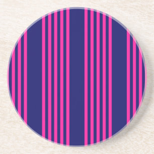 Fuchsia and navy blue five stripes pattern coaster