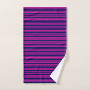 Fuchsia and navy blue five stripes pattern hand towel