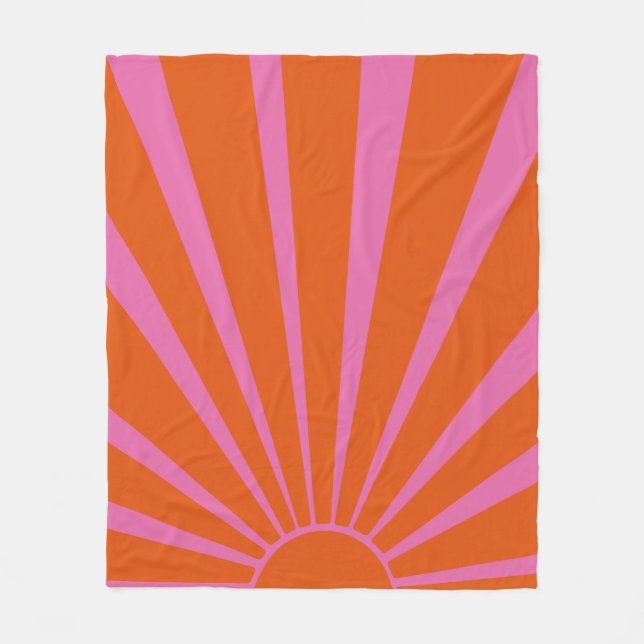Fuchsia And Orange Aesthetic Colourful Sunshine Ra Fleece Blanket (Front)