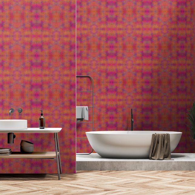 Fuchsia and orange gold dust wallpaper (Bathroom)
