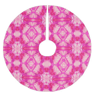 Fuchsia and Pastel Pink Tie Dye Pattern Brushed Polyester Tree Skirt