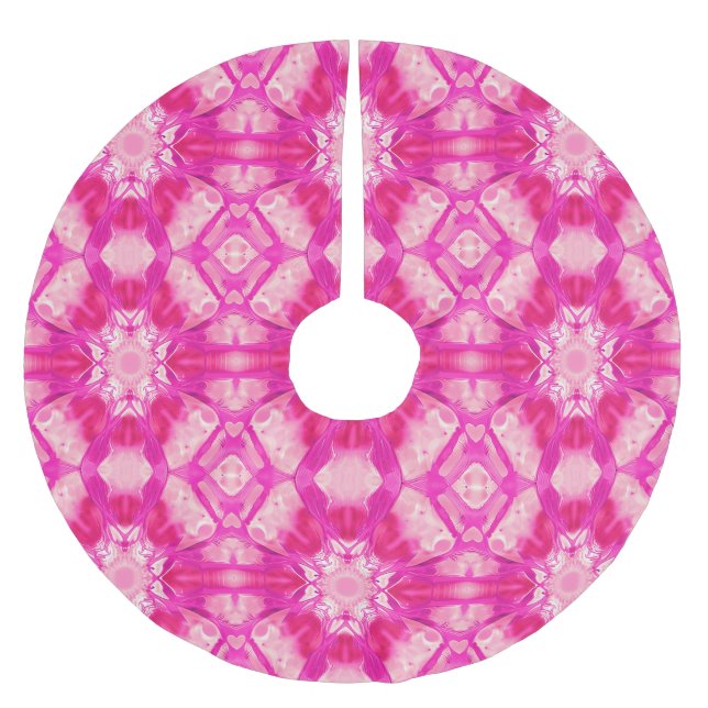 Fuchsia and Pastel Pink Tie Dye Pattern Brushed Polyester Tree Skirt (Front)