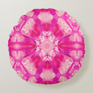 Fuchsia and Pastel Pink Tie Dye Pattern Round Cushion