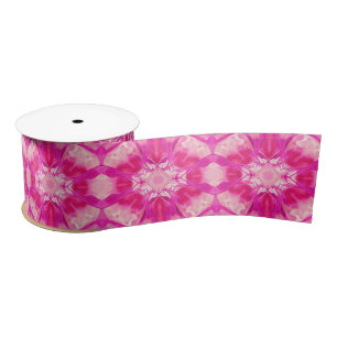 Fuchsia and Pastel Pink Tie Dye Pattern Satin Ribbon