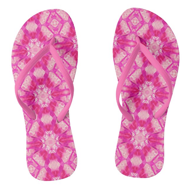 Fuchsia and Pastel Pink Tie Dye Pattern  Thongs (Footbed)