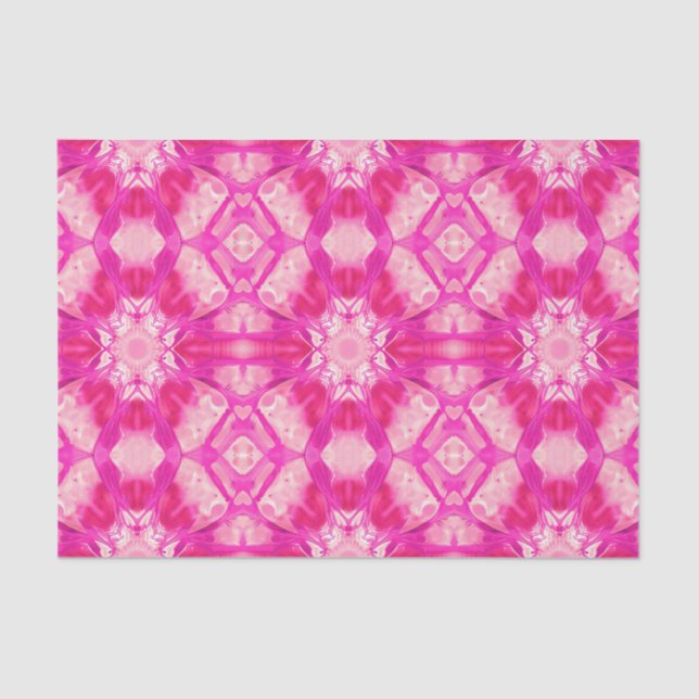 Fuchsia and Pastel Pink Tie Dye Pattern  Tissue Paper (Front)