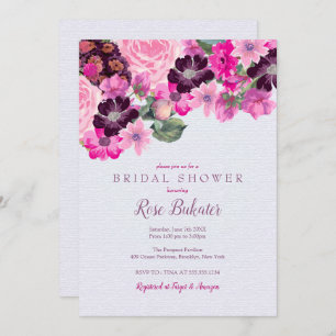 Fuchsia and Plum Floral Bridal Shower Invitation