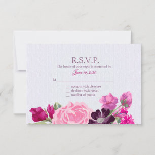 Fuchsia and Plum Floral, Response Cards
