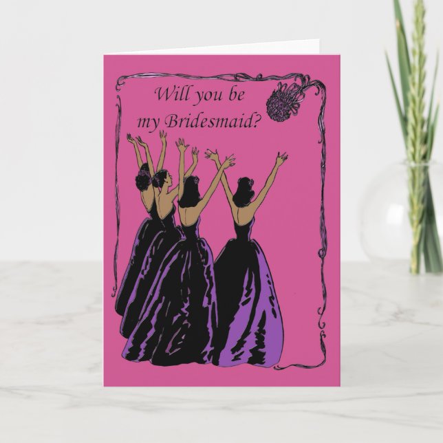 fuchsia and purple bridesmaid invitation (Front)