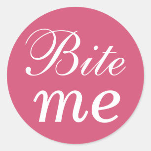 Fuchsia and White Bite Me Sticker