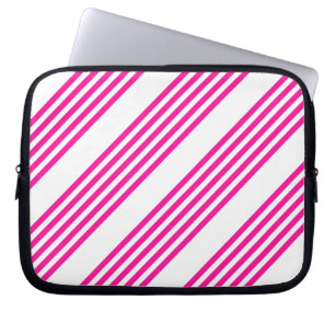 Fuchsia and white five stripes pattern laptop sleeve