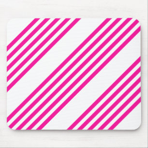 Fuchsia and white five stripes pattern mouse pad