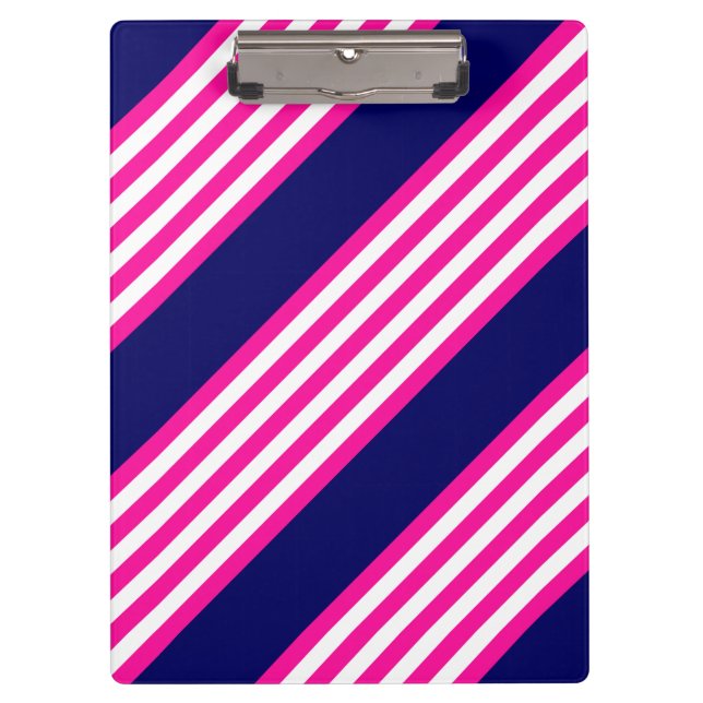 Fuchsia and white five stripes pattern with blue clipboard (Front)