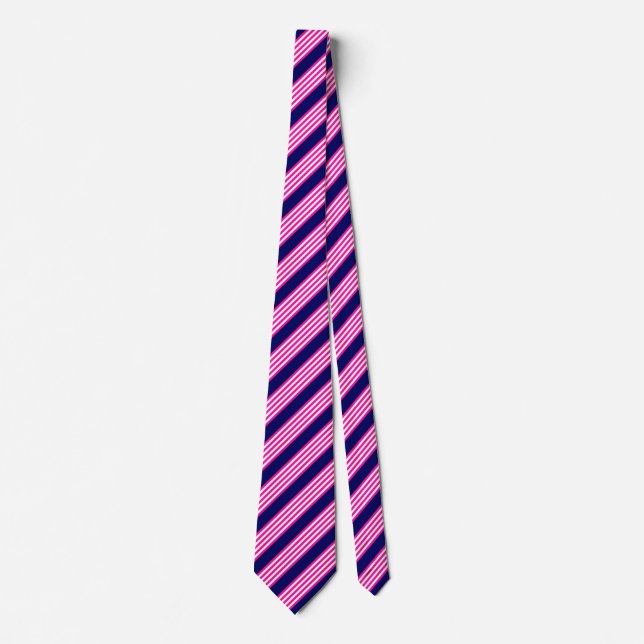 Fuchsia and white five stripes pattern with blue tie (Front)