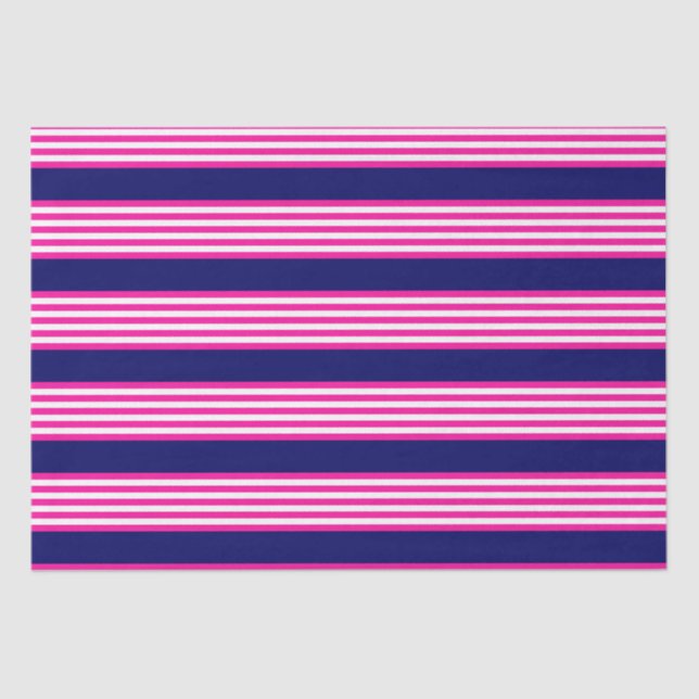 Fuchsia and white five stripes pattern with blue tissue paper (Front)