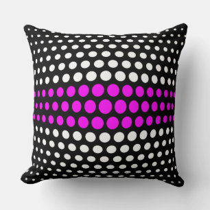 Fuchsia and White Polka Dots Pattern Cushion