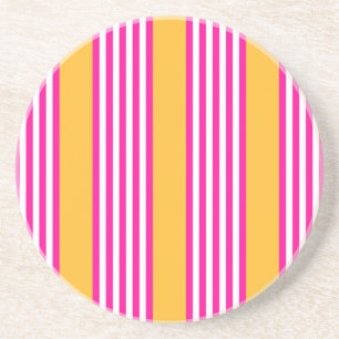 Fuchsia and yellow five stripes pattern coaster
