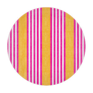 Fuchsia and yellow five stripes pattern cutting board