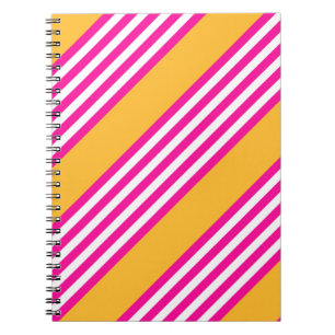 Fuchsia and yellow five stripes pattern notebook