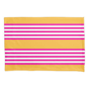 Fuchsia and yellow five stripes pattern pillowcase