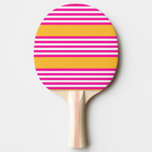 Fuchsia and yellow five stripes pattern ping pong paddle