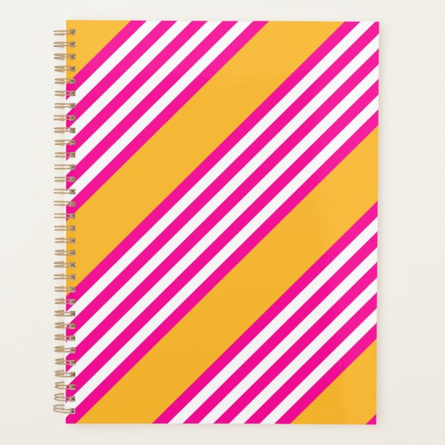 Fuchsia and yellow five stripes pattern planner (Front)