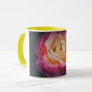 Fuchsia and yellow rose mug