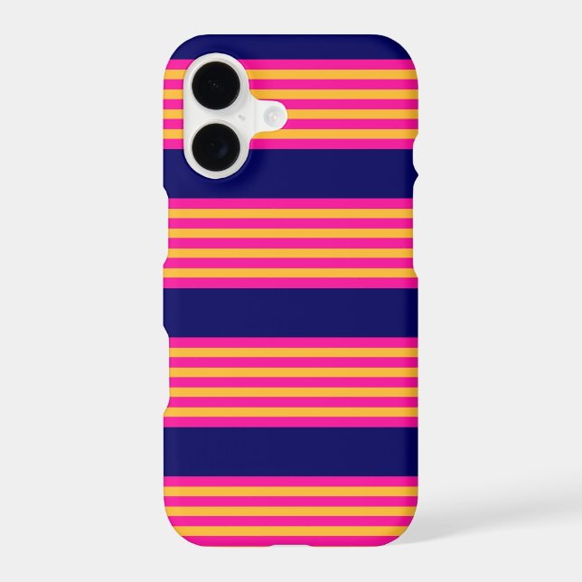 Fuchsia and yellow stripes with navy blue (Back)