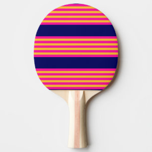 Fuchsia and yellow stripes with navy blue ping pong paddle