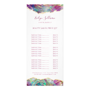 Fuchsia aquamarine opal design price list rack card