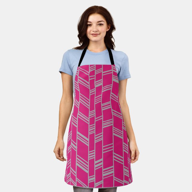 Fuchsia Art Deco Lines Apron (Worn)