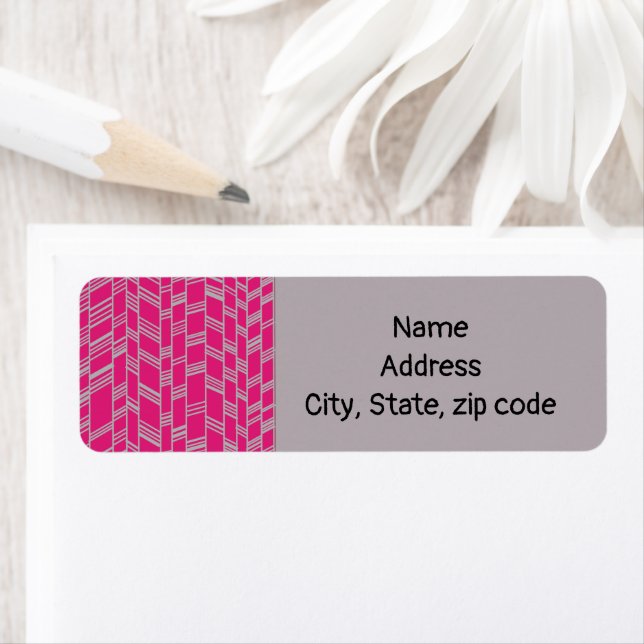 Fuchsia Art Deco Lines  Return Address Label (Insitu)