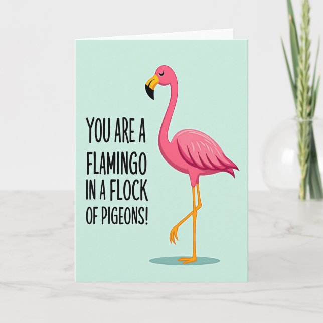 Fuchsia Bird Birthday Card (Front)
