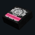 Fuchsia Black and White Damask Wedding Anniversary Gift Box<br><div class="desc">Wedding Black Lacquer Keepsake Custom Designer Personalised Jewellery Box or Memory Box Elegant Unique Wedding Anniversary  Christmas Gifts or Valentines Day Gifts</div>