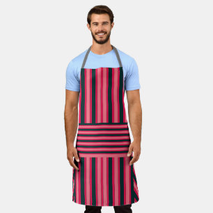 Fuchsia Black Chevron Stripe Pattern Apron