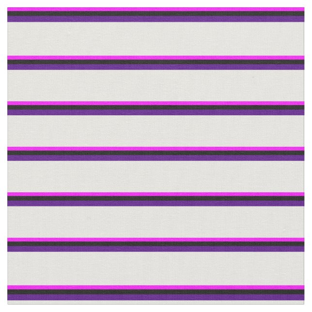 Fuchsia, Black, Indigo, and White Coloured Lines Fabric (Close Up)
