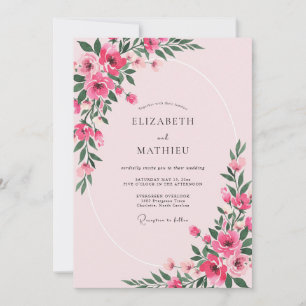 Fuchsia Blossom Wedding Invitation