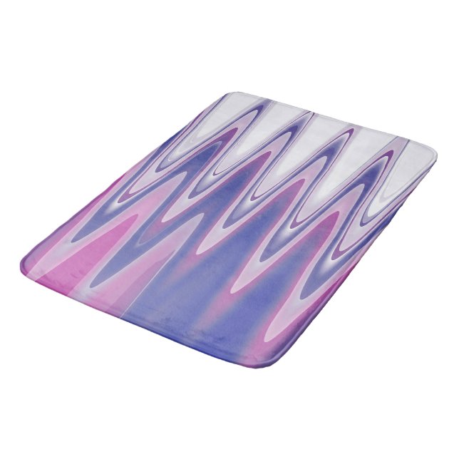 Fuchsia blue grey bath mat (Angled)
