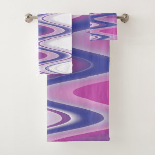 Fuchsia blue grey bath towel set