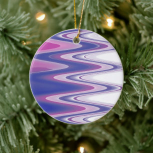 Fuchsia blue grey ceramic ornament