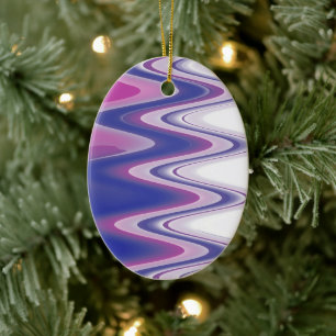 Fuchsia blue grey ceramic ornament