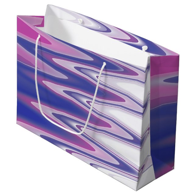 Fuchsia blue grey large gift bag (Front Angled)