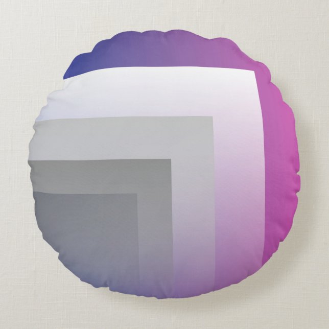 Fuchsia blue grey round cushion (Front)
