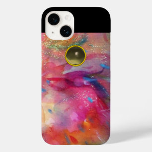 FUCHSIA BLUE PINK ABSTRACT Grey Agate Gemstone Case-Mate iPhone 14 Case