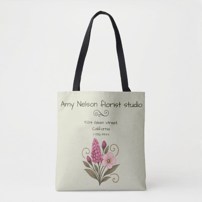 Fuchsia & Blush Floral Tote Bag – Botanical Design (Front)
