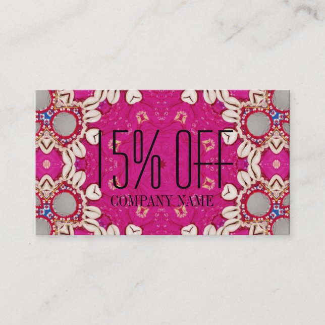 fuchsia bohemian chakra massage therapist Yoga Business Card (Front)