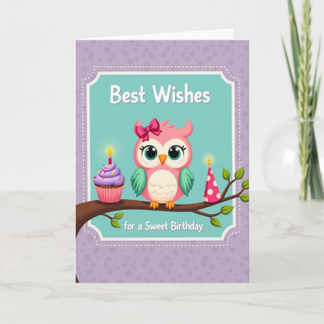 Fuchsia Bow Birthday Card (Front)