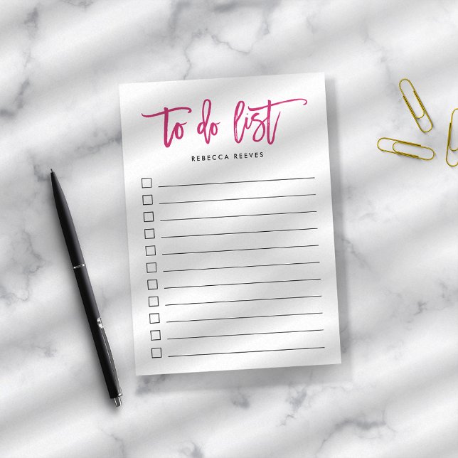 Fuchsia Brush Lettered Personalised To Do List Post-it Notes (Creator Uploaded)