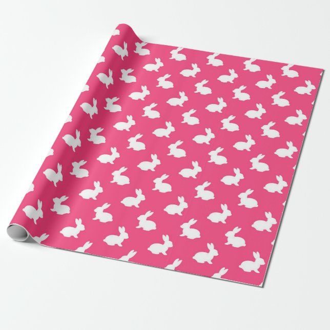 Fuchsia Bunny Rabbit Gift Wrap (Unrolled)