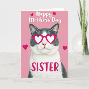 Fuchsia Cat Sisters Mothers Day Card